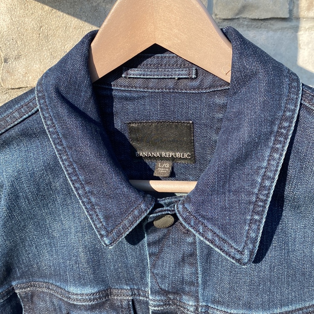 Mens Banana Republic Dark Denim Jean Jacket Button Down Large New Condition - Picture 4 of 11